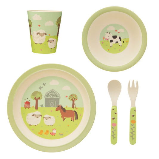 Farmyard friends bamboo tableware set