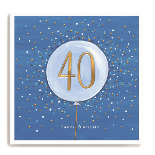 40th blue balloon - card