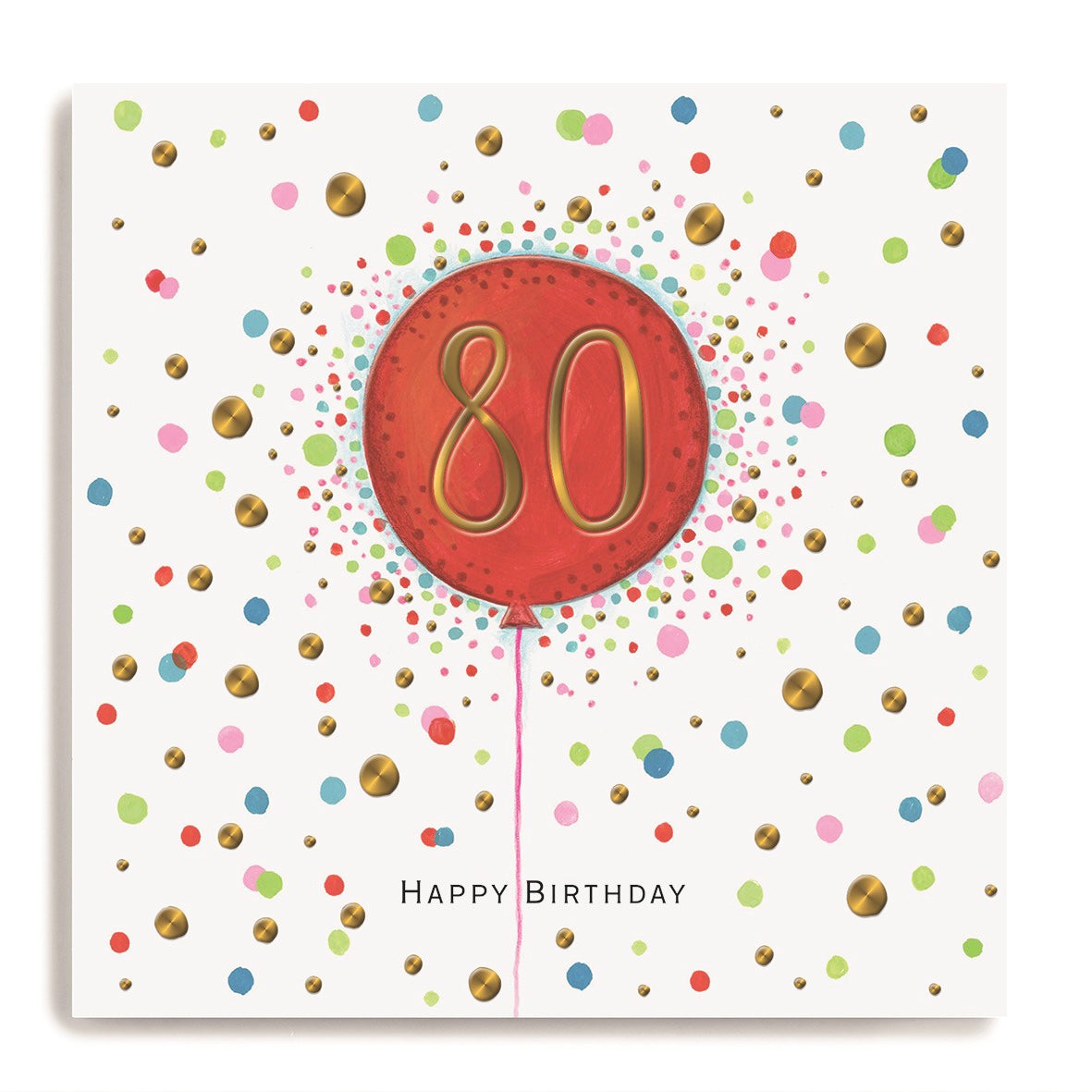 80th birthday red balloon - card