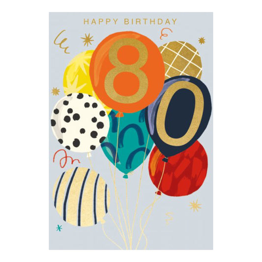 80th male balloons - card