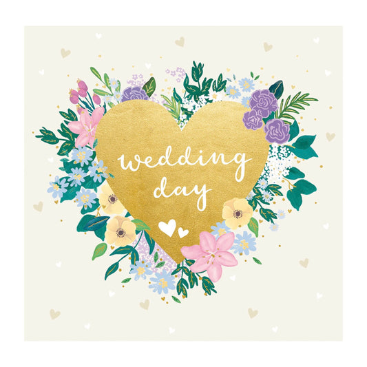 Wedding day gold heart - card