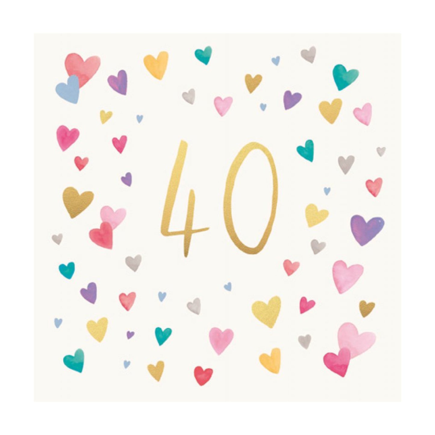 40th birthday hearts - card