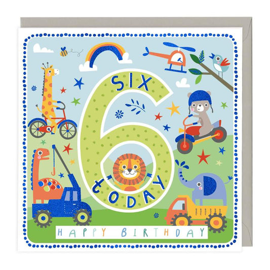 6 today boys birthday - card