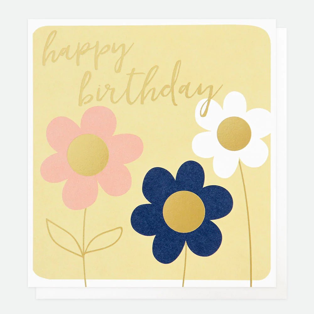 Pale yellow flowers birthday - card