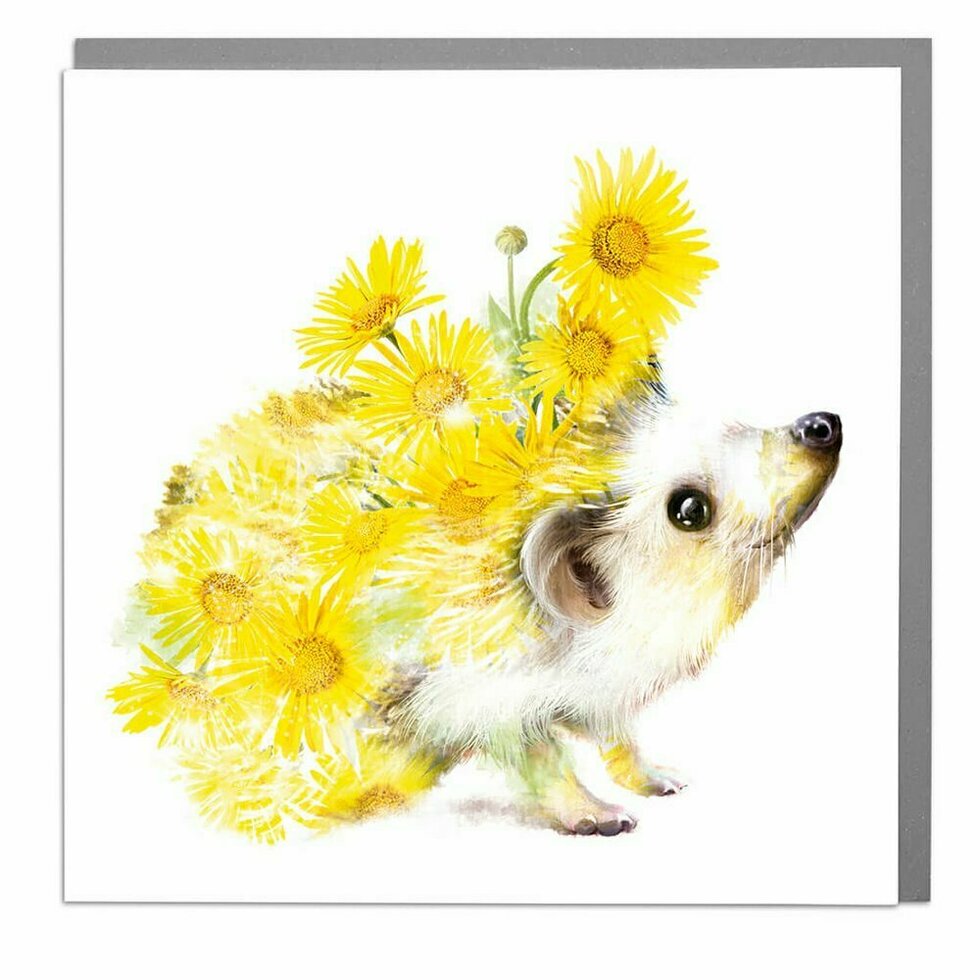 Botanical yellow hedgehog - card