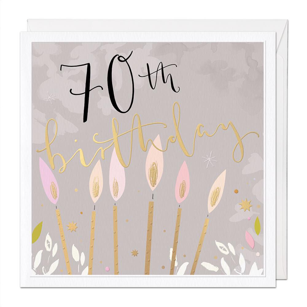 70th birthday female candles - large card