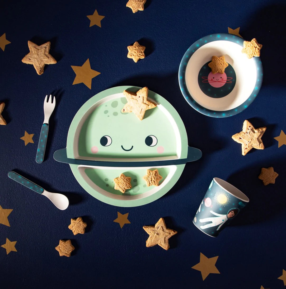 Space explorer bamboo tableware set