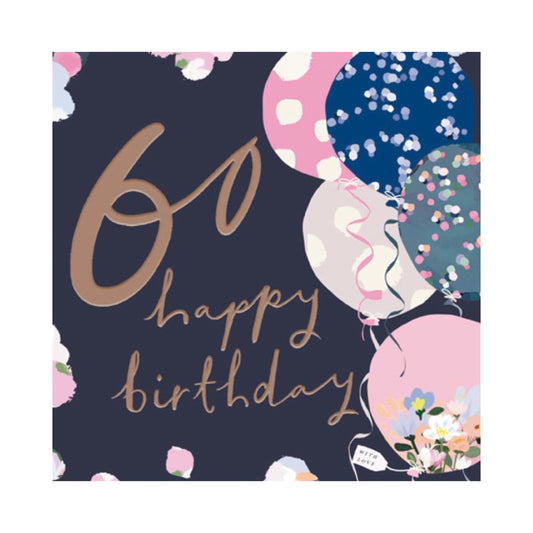 60th birthday balloons - card