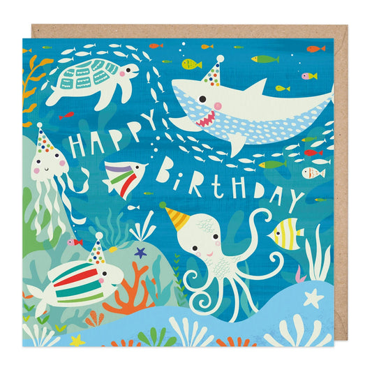 Happy birthday Under the sea, glow in the dark - card