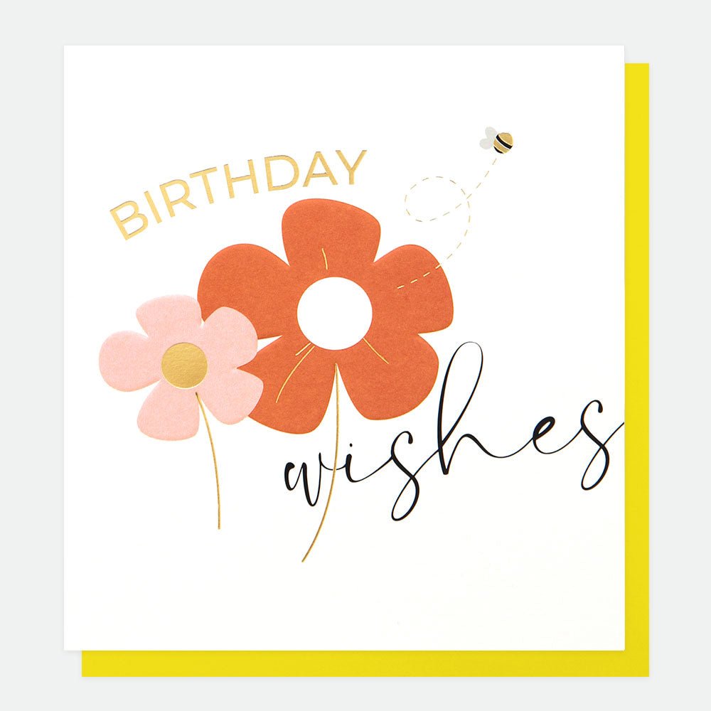 Birthday wishes flowers & bee - card