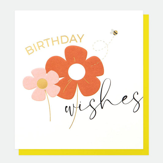 Birthday wishes flowers & bee - card