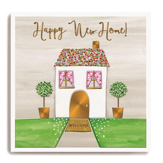 Happy new home, pretty house - card