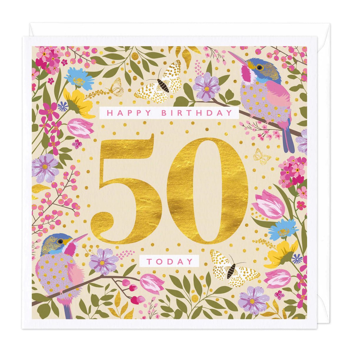 50 today gold floral - card