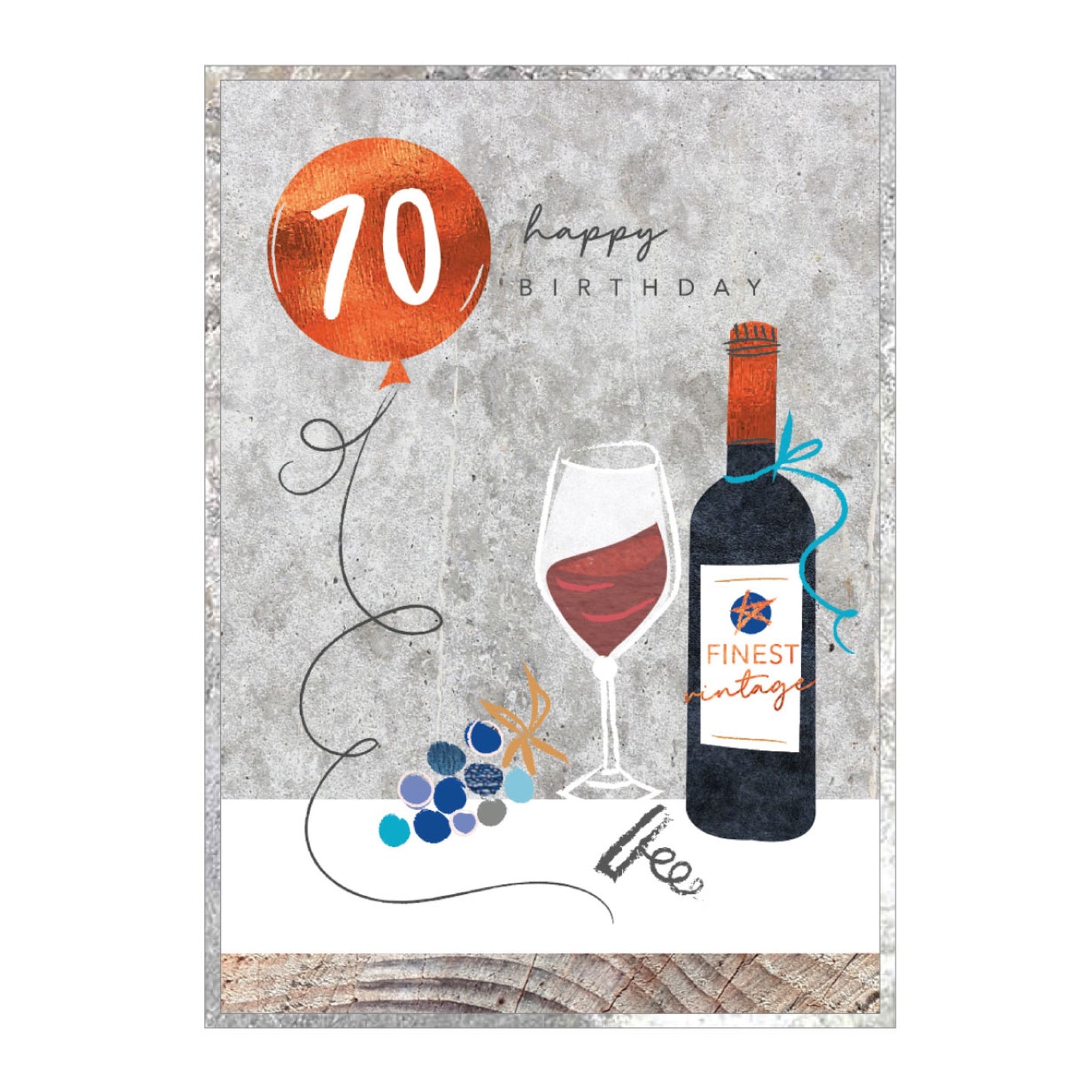 70th birthday copper foil - card