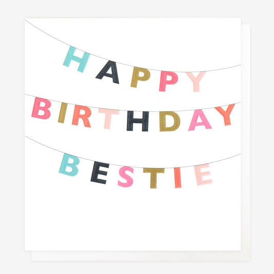 Happy birthday bestie bunting - card