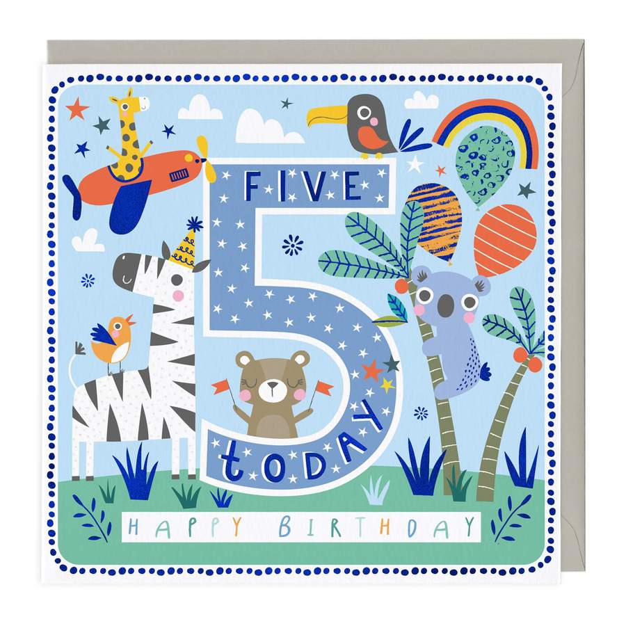 5 today boys birthday - card