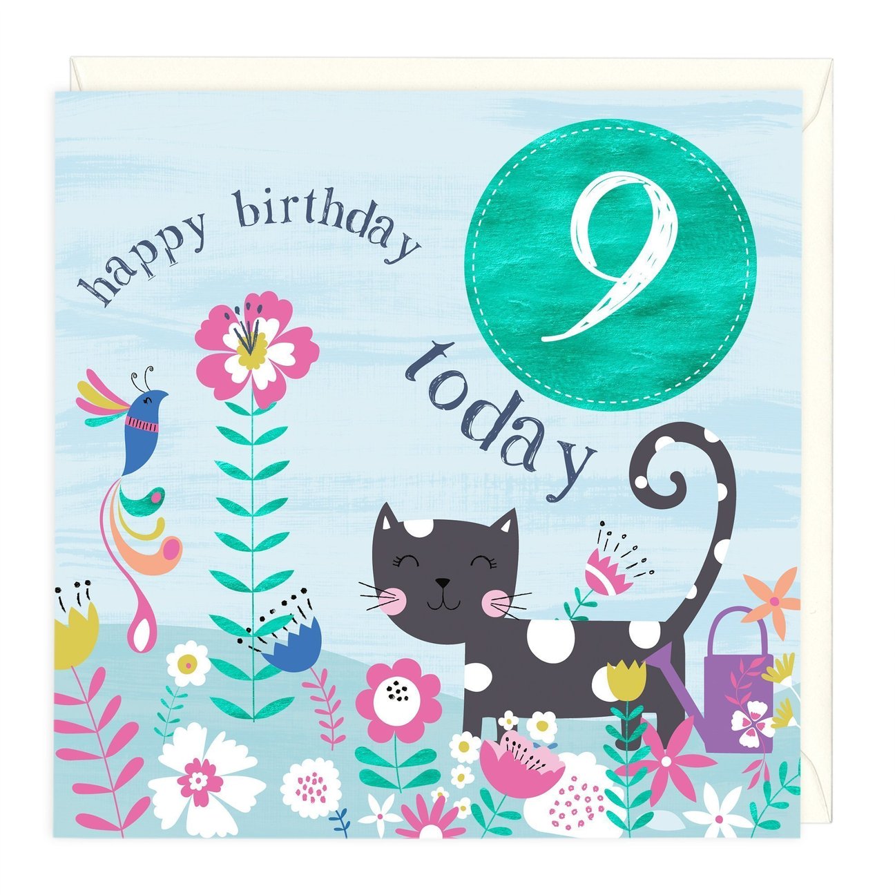 9 today girls cat - card