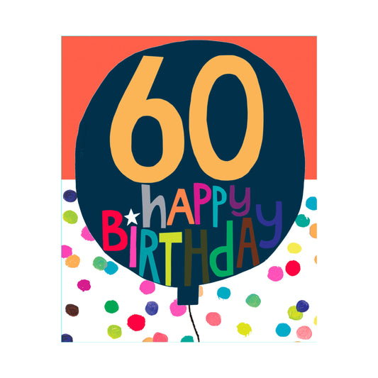 60th Birthday balloon - card