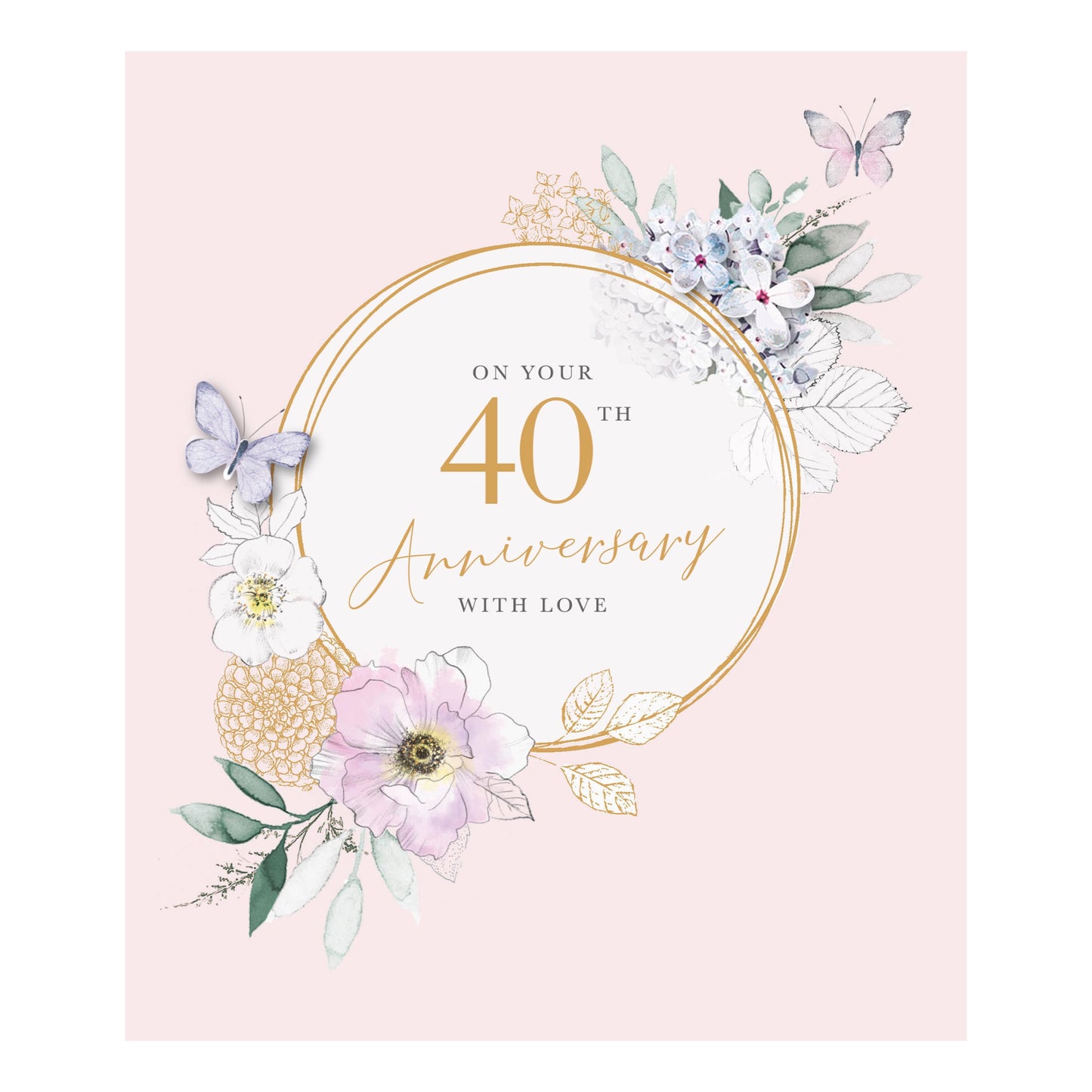 40th anniversary, pink card