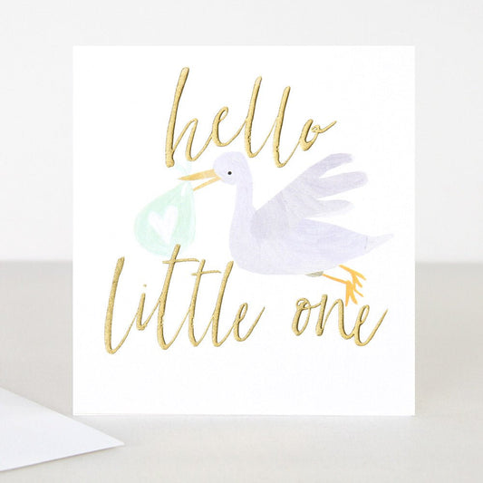 Hello little one stork - card