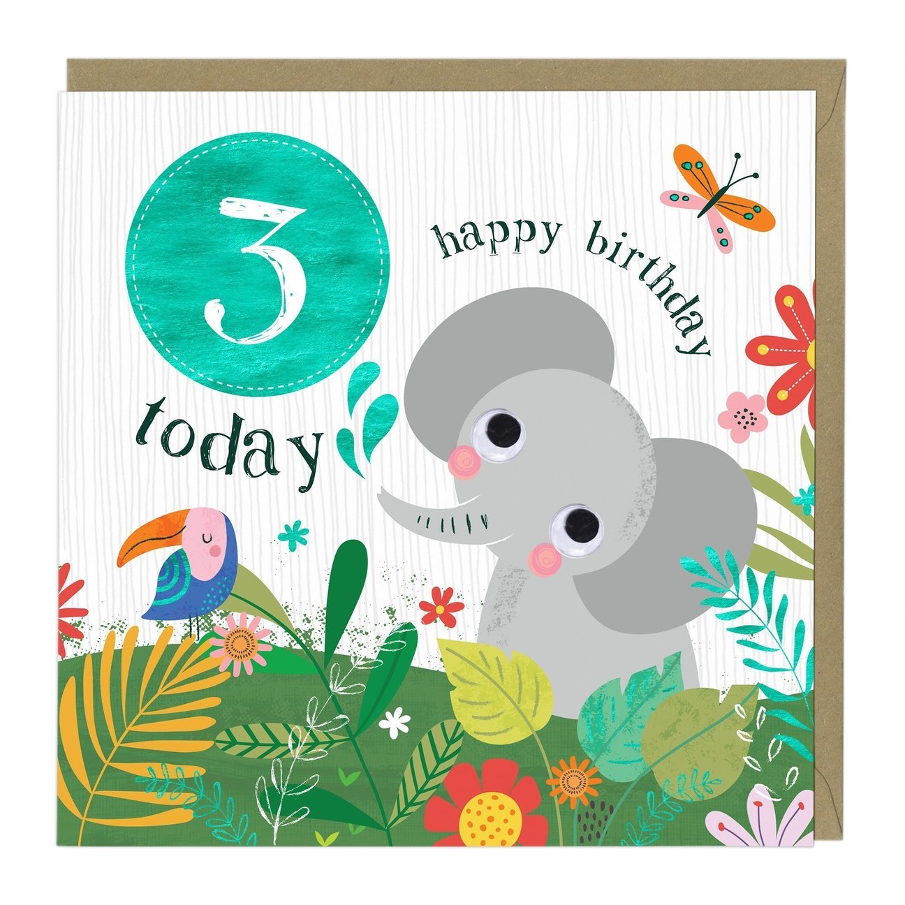 3 today boys elephant - card