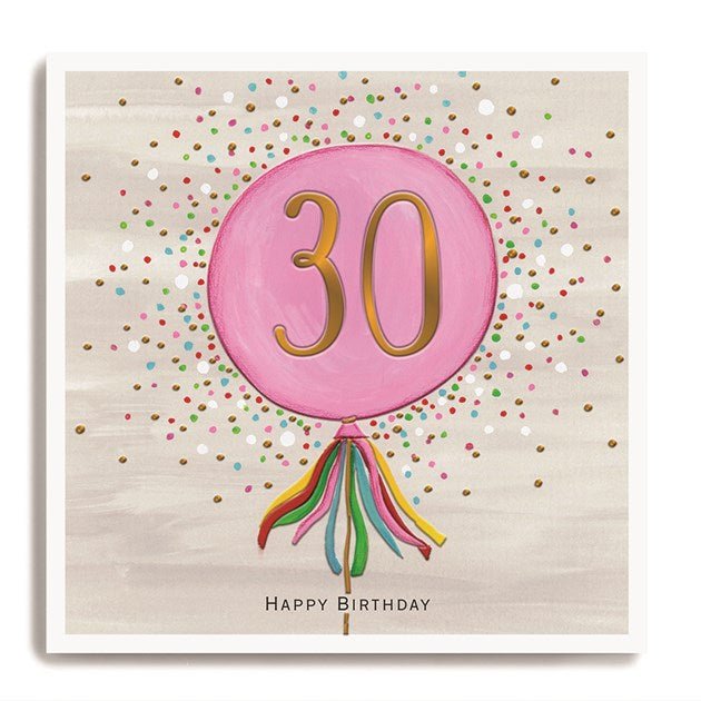 30th pink birthday balloon - card