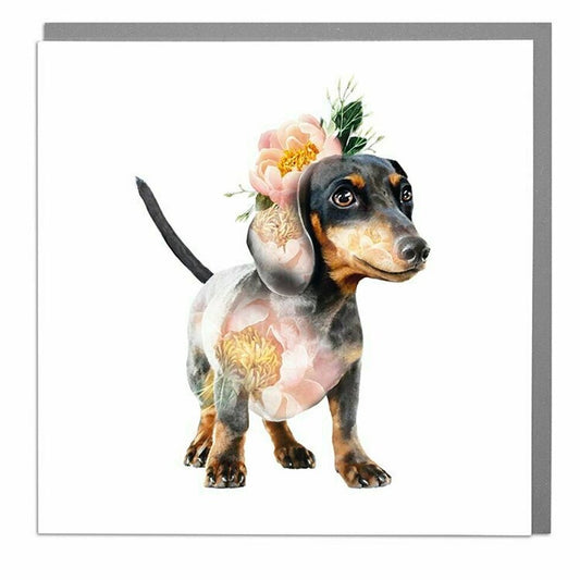 Botanical dachshund - card