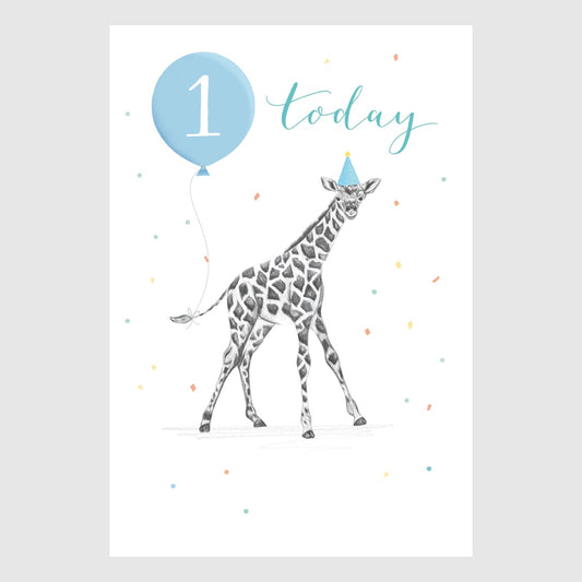 1 today blue giraffe - card