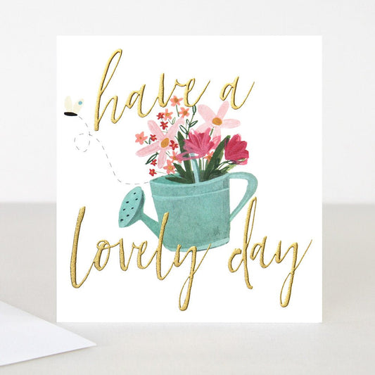 Lovely day watering can - card