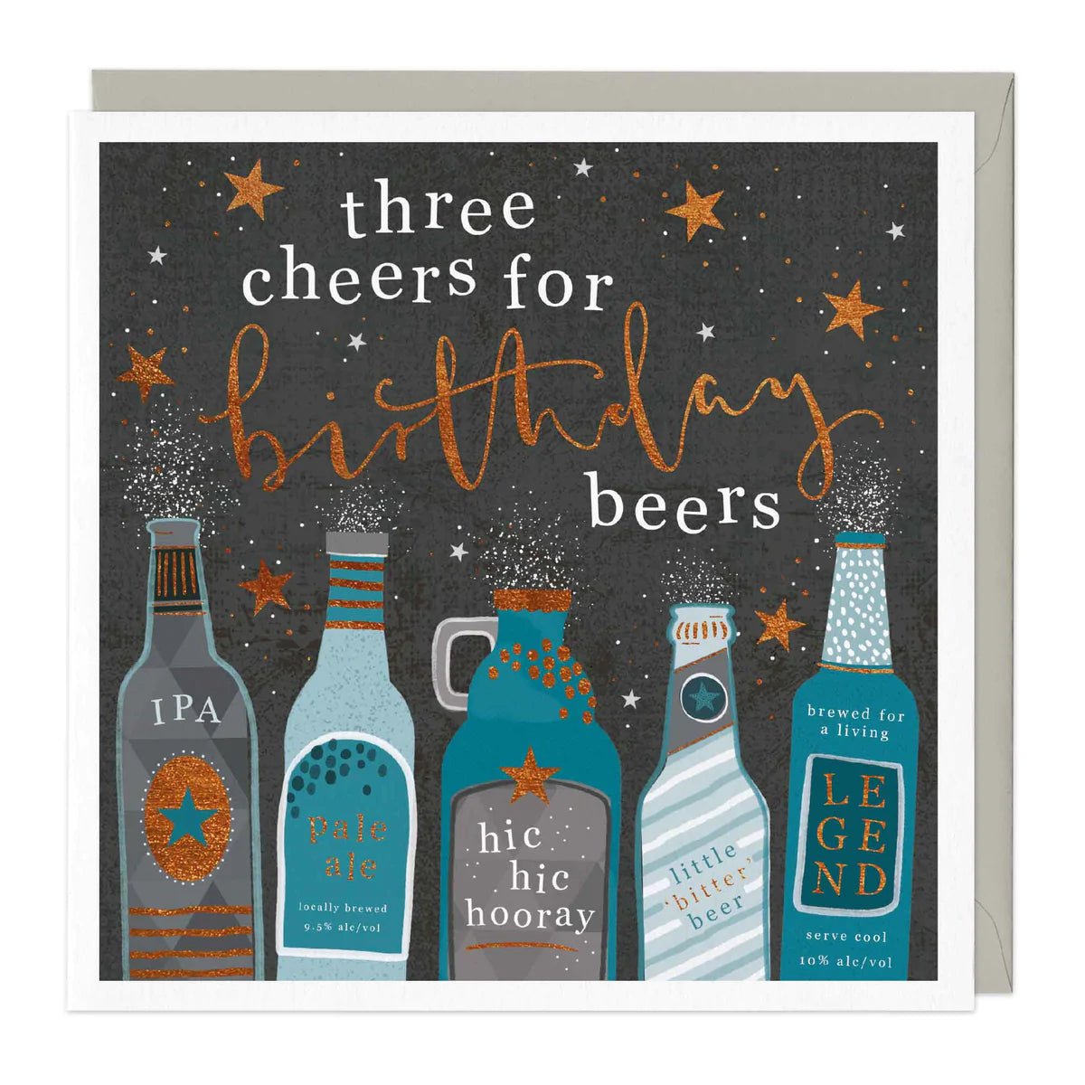 Three cheers for Birthday beers - card