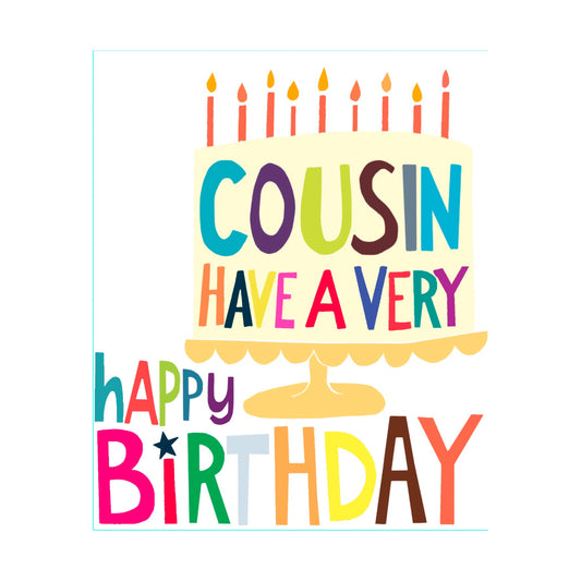 Cousin Birthday silver cake - card