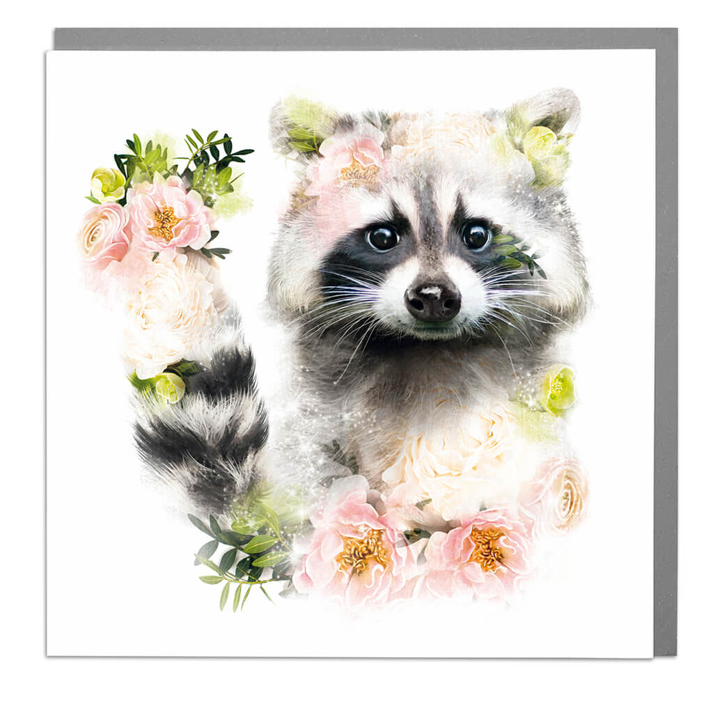 Botanical raccoon - card