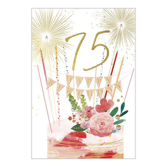 75th sparkle candles - card