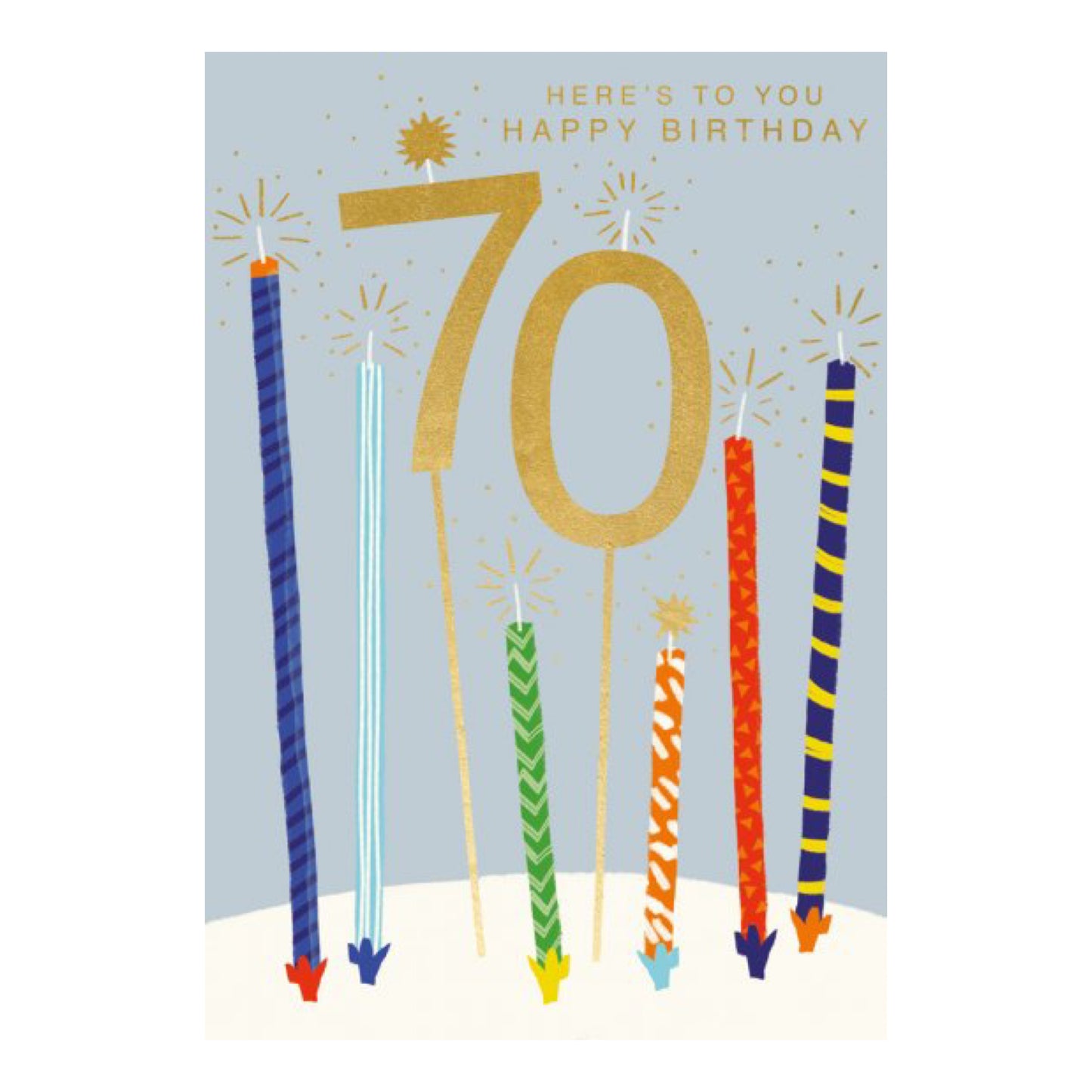 70th male candles - card