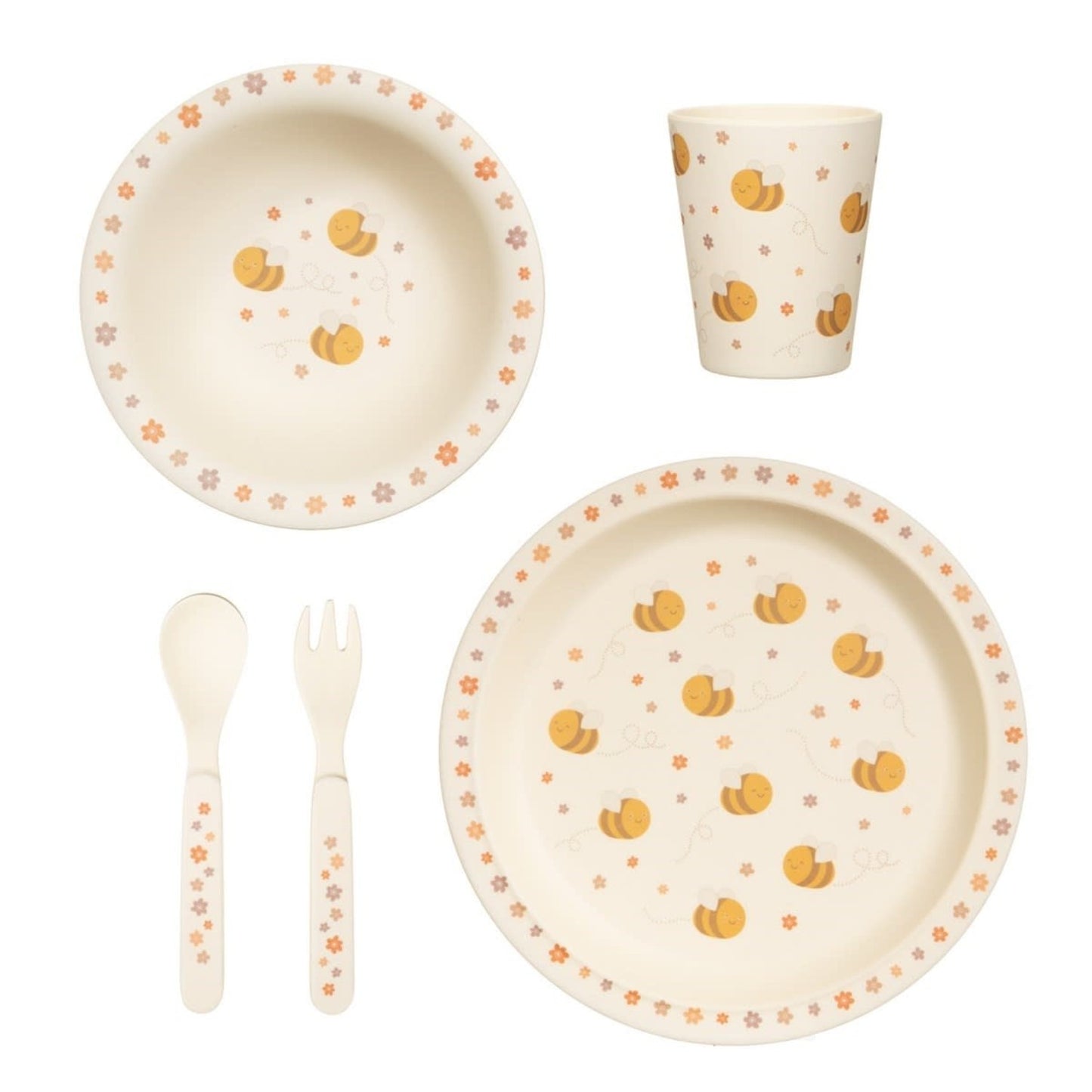 Happy bees bamboo tableware set