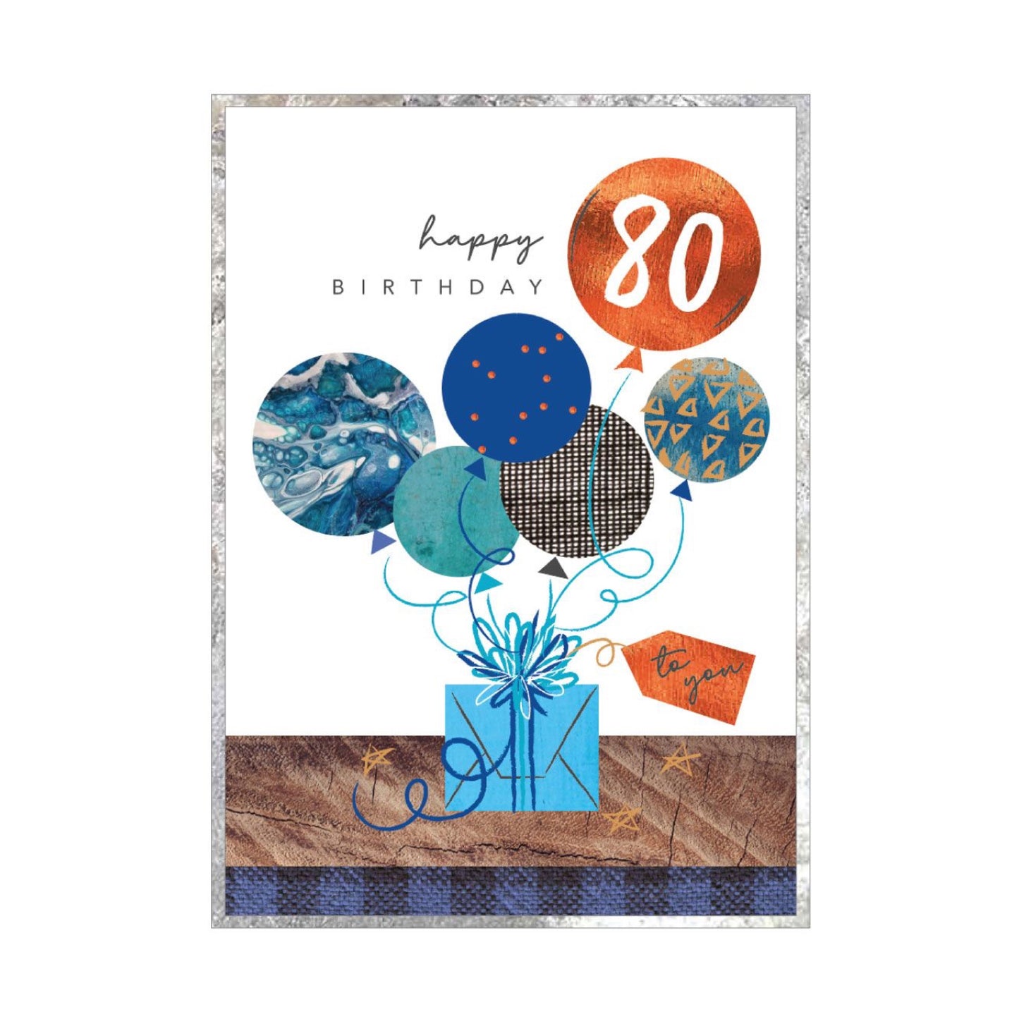 80th birthday copper foil - card