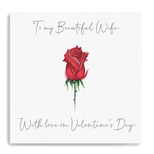 Beautiful Wife red rose Valentines card