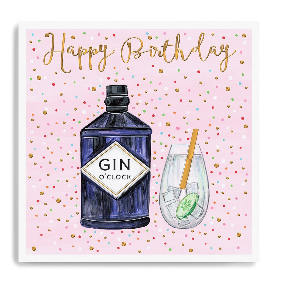 Gin O’ clock, happy birthday - card