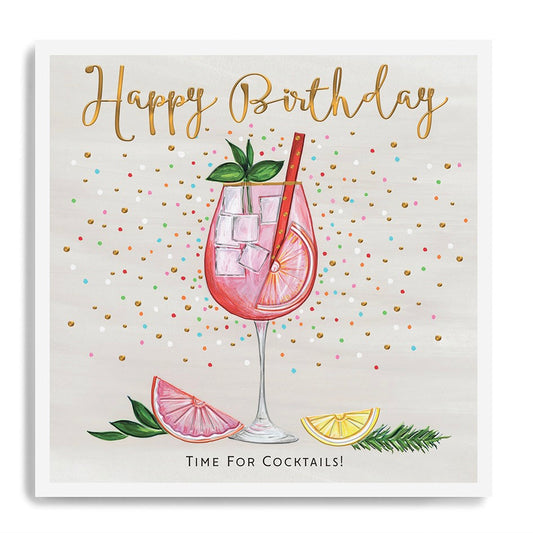 Time for cocktails, happy birthday - card