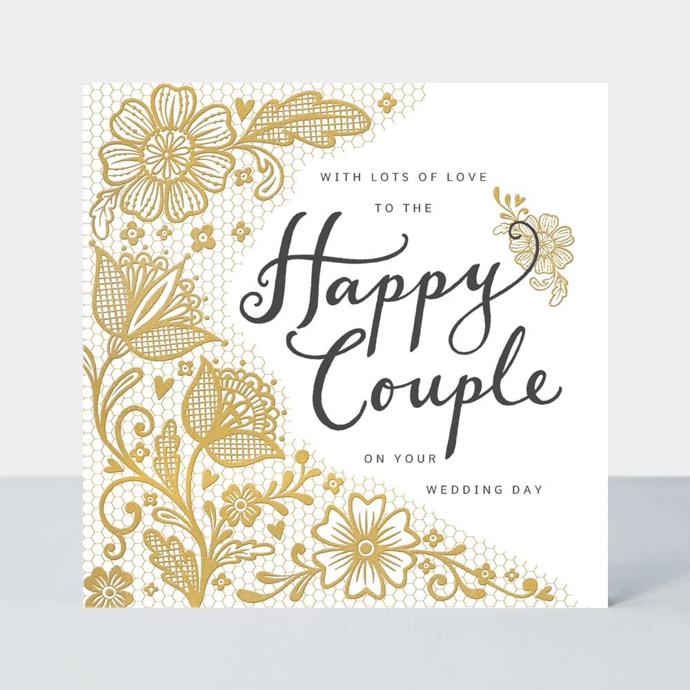 Happy couple gold lace - card