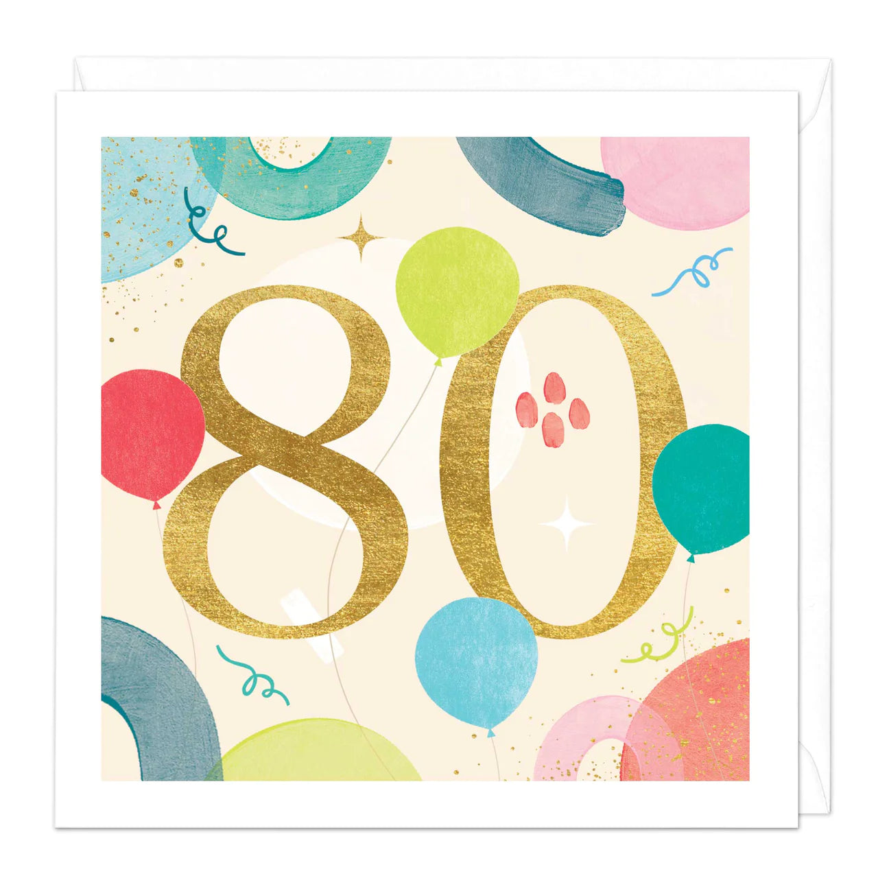 80th birthday balloons - card