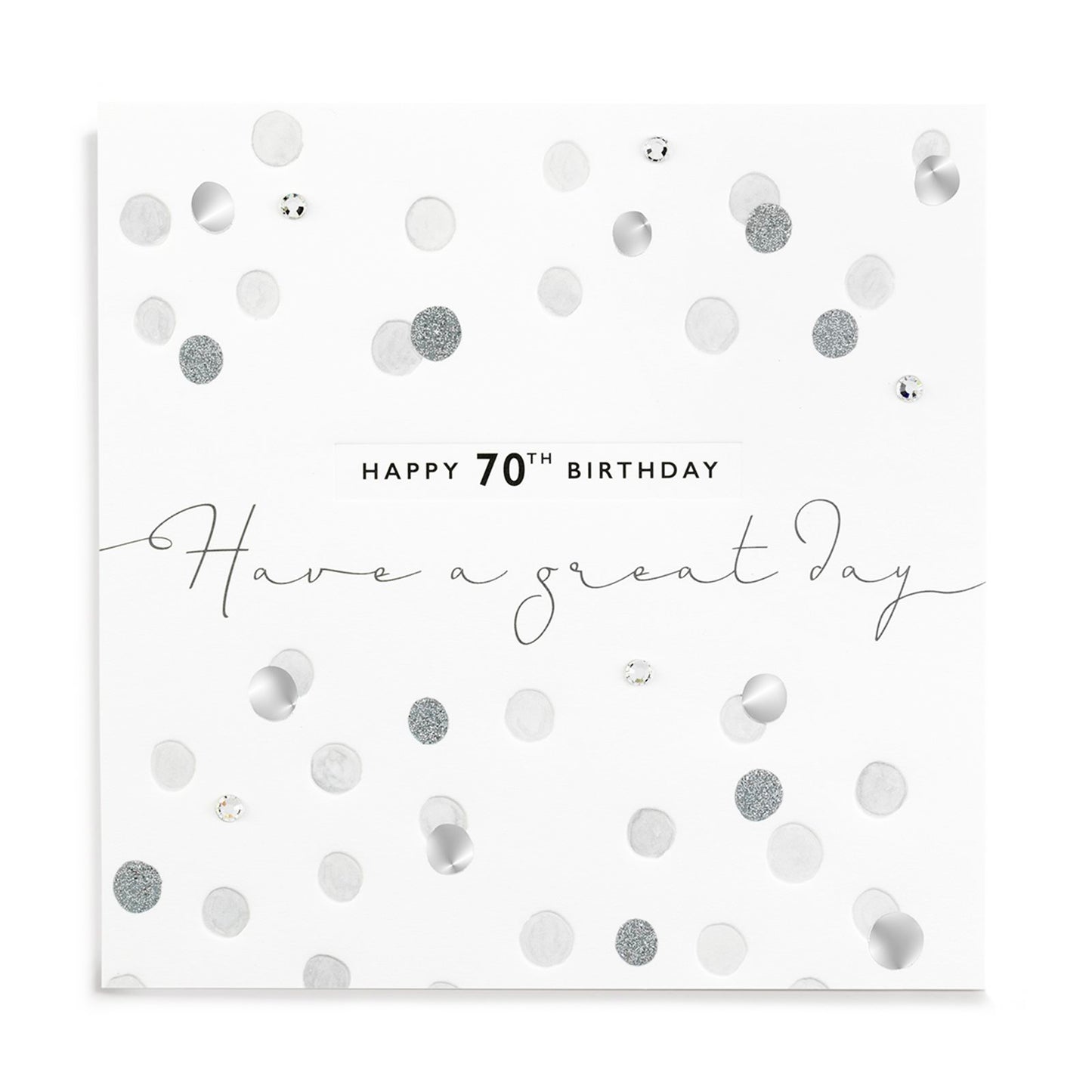 70th birthday silver/grey spots - card