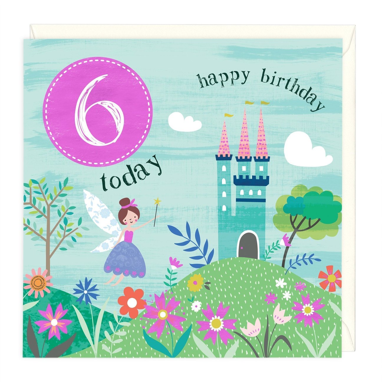 6 today girls fairy tale - card