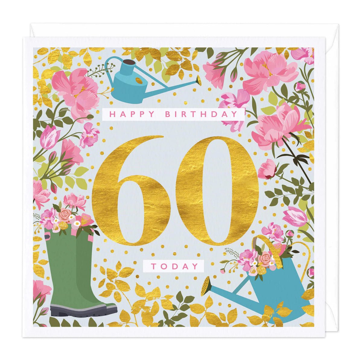 60 today gold floral - card