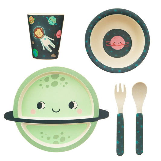 Space explorer bamboo tableware set