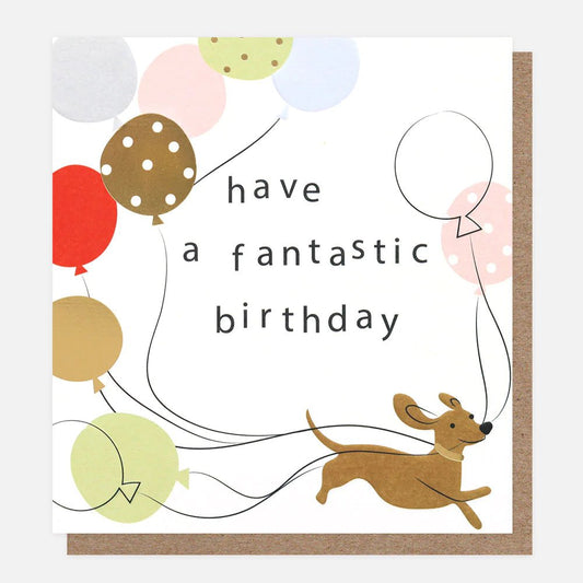 Fantastic birthday sausage dog - card