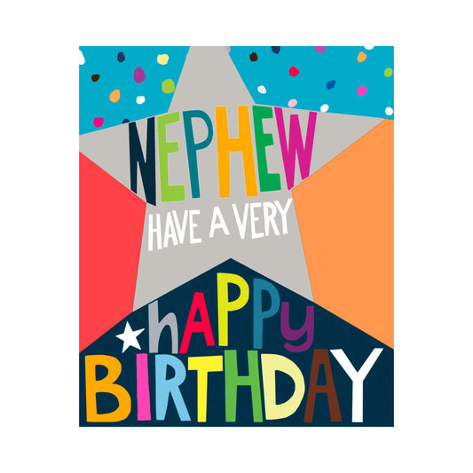 Nephew Birthday silver star - card