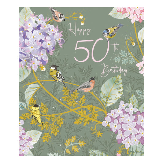 50th birthday National Trust florals - card