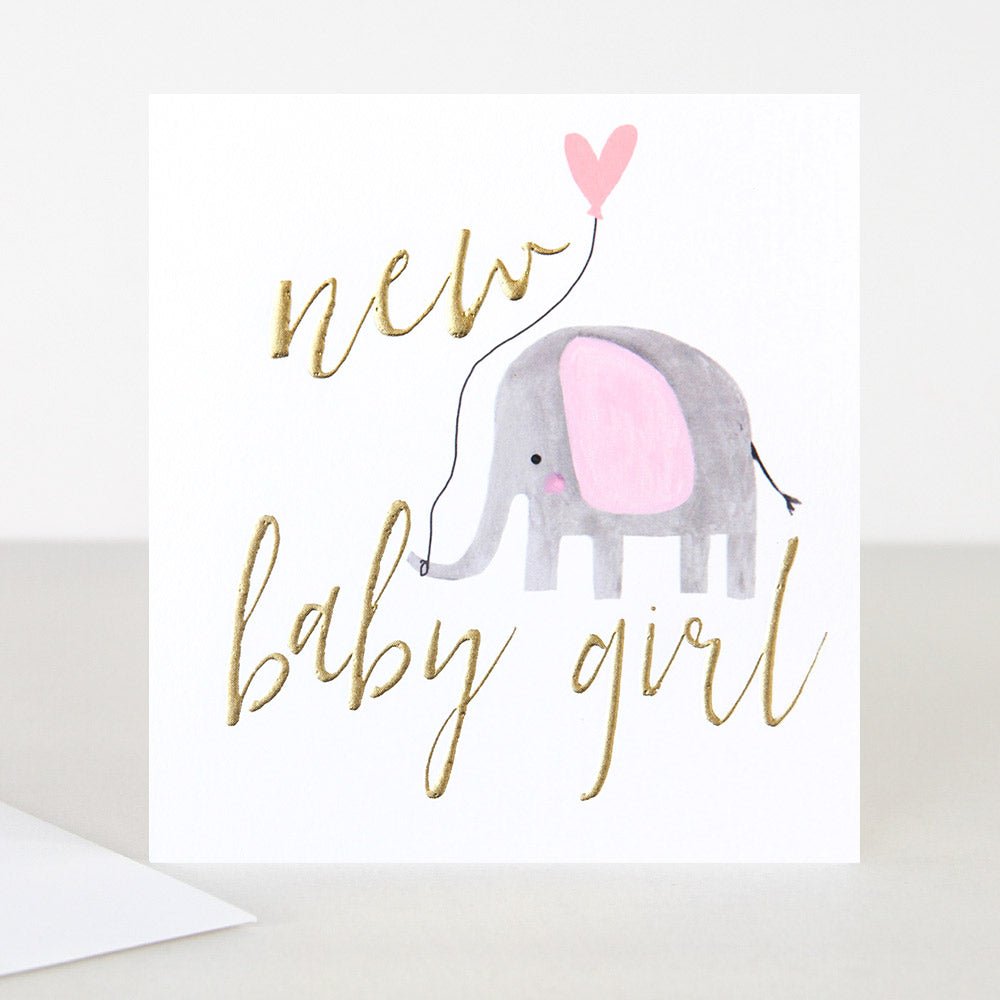 Baby girl pink elephant - card