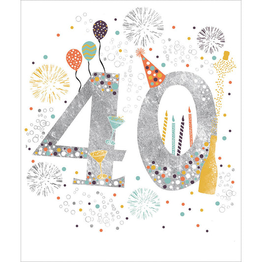 40th birthday silver foiled celebration - card